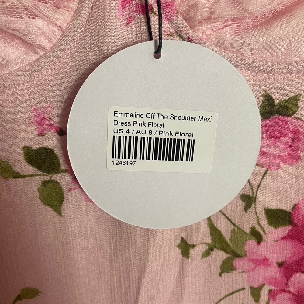 NWT Princess Polly Off Shoulder Emmeline Pink Floral Maxi Dress Size 4 Summer - Picture 8 of 9
